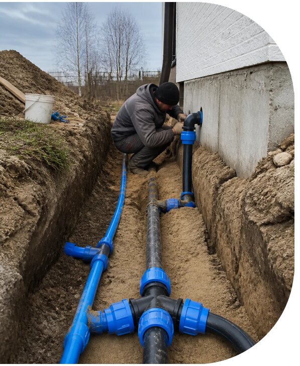 Монтаж наружного водопровода на участке под ключ в Орске